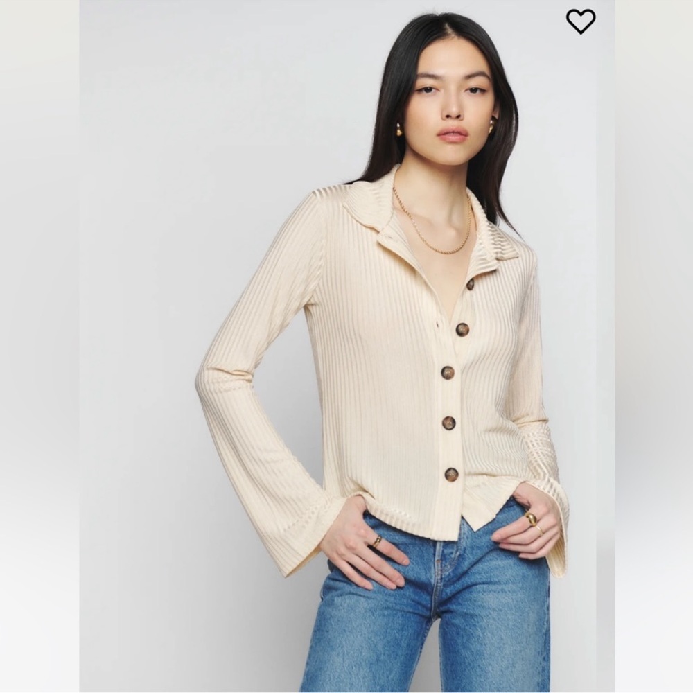 Reformation Esmeray Knit Top in Ivory